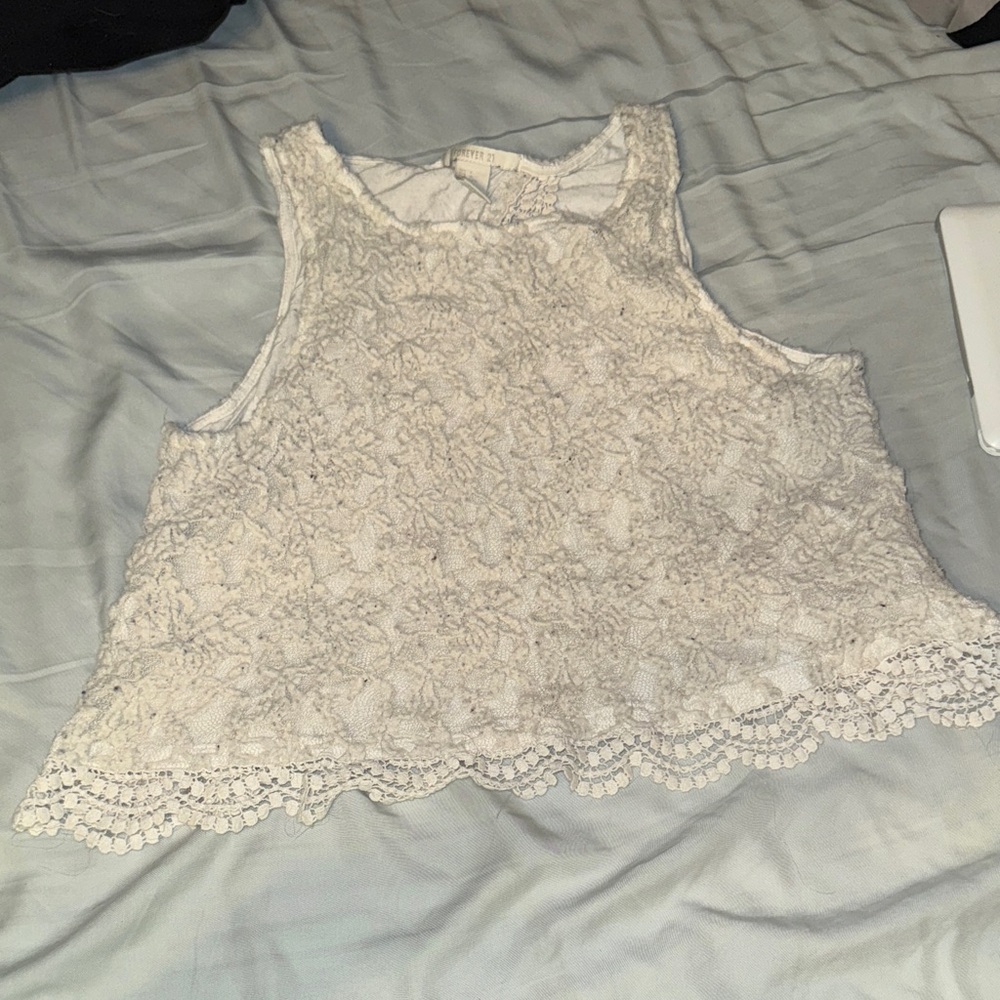 Elegant Lace Sleeveless Top - Cream